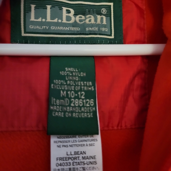 LL BEAN Sz 10-12 Red Coat/Jacket w/Hood Great Gently Used Condition - Picture 9 of 9